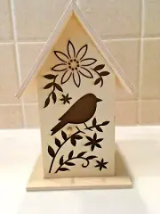 NEW Decorative Laser-Cut Wood Birdhouse 7"H x 4 1/4" W x 3 3/4" D