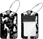 [KQNZT] Luggage Tags for Suitcases, 2 Pack Suitcase Tag, Leather Luggage Tag, Cute Luggage Tag, Luggage Name Tags, Halloween Spider Web Black Cat Owl