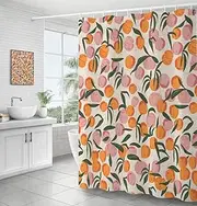 Waterproof Polyester Fabric Shower Curtain, Bathroom Decor Curtain with Hooks 72 by 72 Inch Hotel Quality Machine Washable (72"x72", Peach)