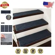 Navy 15pc Non-Slip Stair Mats - Indoor Carpet Runners for Safeguarding Steps