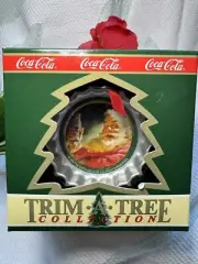 1991 Coca-Cola Trim-A-Tree Collection Ornament Stanta & Coke Bottle 3” Diameter