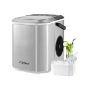 Ice Maker Countertop with Self-Cleaning for Home Kitchen Office Party-Silver - C