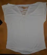 NWT Dance Bloch White Twist Knot Back Short Sleeve Shirt Ladies Sm Adult Z9140