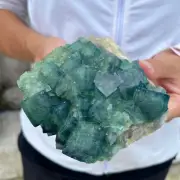 3.2lb NATURAL Green Cube FLUORITE Quartz Crystal Cluster Mineral Specimen healin
