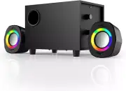 Desktop Computer Speakers, Gaming 2.1 Stereo System with RGB Satellites
