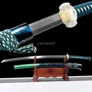 Damascus Folded Steel Clay Tempered Japanese Katana Battle Ready Sword Sharp.