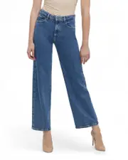 GUESS Blue Wide Leg Denim Jeans in Mid Wash Size: 30, Spandex