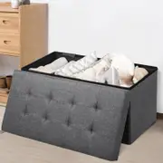 Costway Fabric Foldable Storage Ottoman Bench Footrest Stool