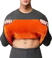 [Generic] Long Sleeve Plain Men Neck Thermal Underwear Men and Women Thickened and Padded Qiu Jie Qiu Pants in A Set of Two Old People Men Medium Long Sleeve Shirt