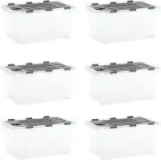 Superio 10 Quart Hinged Lid Storage Tote, Stackable Storage Container, 6 Pack