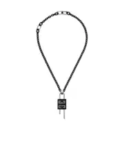 Small Lock necklace in metal with crystals One size Black