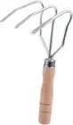 1Pc Gardening Three-Tooth Harrow Cultivator with Wooden Handle Garden Cultiva...