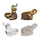 Pillar Candle Holder Figurine Elephant Statue for Tabletop Holiday Birthday