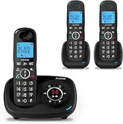 [Alcatel] XL595 B Voice Trio Cordless Phone Answering Machine with 3 Handsets, Large Display, Audio Boost, Call Lock