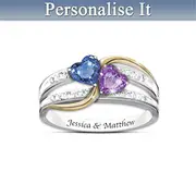 Forever Love Personalised Engraved Birthstone Ring