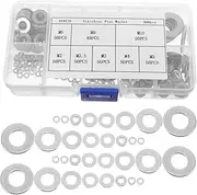 Homoyoyo 360pcs Stainless Steel Flat Washer Assortment Kit for Secure Fastening Hardware Washer for Machinery Automotive and Electronics Use