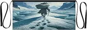 [Joitme] Snowy Mountain Trek White Women Aprons, Short Apron with Pockets, Restaurant Aprons for Servers, Snowy Mountain Trek White