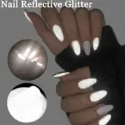Nail Reflective Powder Glitter Dust Nail Art Decal - White