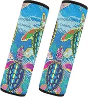 Car Seat Belt Pads 2 Piecing Soft Unique Auto Seatbelt Shoulder Pad Camera Bag Strap Cover Car Accessories for Women Men Kids M Watercolor Sea Turtles Crawl