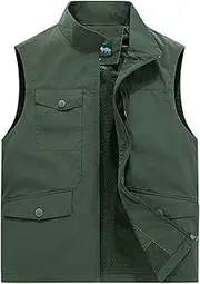 [AKTQL88] Men's Vest Outdoor Multi-Pocket Fishing Gilet Sleeveless Casual Photography Jacket Breathable Travel Hiking Gilet