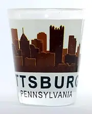 Pittsburgh Pennsylvania Sunset Skyline Glassware Shot Glass