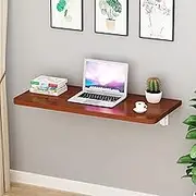 Floating Wall Mounted Folding Laptop Desk Table with Brackets for Space Saving Teak 60 * 20CM
