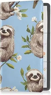 [Caihoyu] Pu Leather Registration and Insurance Card Holder Men Women Auto Truck Comparment Accessories Case for Essential Document, Driver License, Cards Cartoon Sweet Sloth