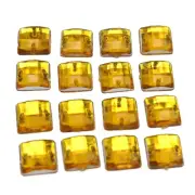 200 Gold Flatback Acrylic Square Sewing Rhinestone Gems 10mm Sew On beads
