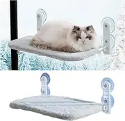 Foldable Cat Hammock - Space-Saving Cat Window Perch with Strong Suction Cups and Steel Frame for Indoor Cats(Grey M)