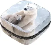 Period Bag,Sanitary Napkin Storage Bag,Winter Snow Polar Bear,Tampon Bag for Purse