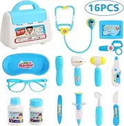 BelleStyle Doctor's Case Toy, Paediatrician's Case Dentist Doctor Set Medical Kit Educational Toy Role Play Toy Gifts Children 16 Pieces