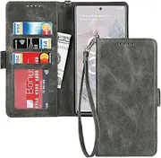 Cavor PU Leather Wallet for Google Pixel 6a Case Flip Folio Cover with Kickstand Card Slots Holder Wrist Strap Lanyard Magnetic Closure RFID Blocking Shockproof Protective Phone Case-Green