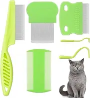 Cat Comb,Pet Massaging Tool Set of 6 - Dog Grooming and Massage Comb for Shedding Hair Cleaning Indoor Puppy Kitten Pet Care