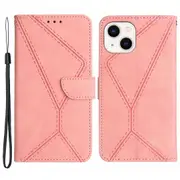 HT05 Full Protection Cover for iPhone 14 Plus Skin-touch Wallet Phone Flip Case with Strap