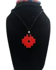 Handmade Peruvian Ruby Chakana Necklace - Natural Stone Inca Design