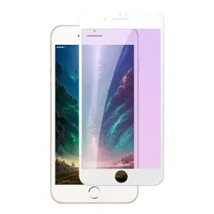IPhone 7 8 PLUS保護貼全滿版鋼化玻璃膜藍光白邊鋼化膜保護貼玻璃貼(7PLUS保護貼8PLUS保護貼)