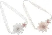 Toddmomy 2pcs Lace Flower Headbands Soft Elastic Hairbands for Newborns Safe Decorative Accessories for Daily Wear and Special Occasions