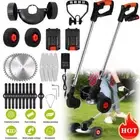 Ikaufen Cordless Electric Grass String Trimmer Lawn Cutter Brush Mower 2 Battery