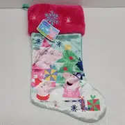 Peppa Pig Christmas Stocking Peppa George Tree Presents 17" Embroidered New!
