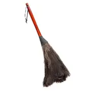 Ostrich Feather Duster with Varnished Wooden Handle, 19-2/3-Inches, Black