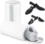 [Luxear] Shoe Washing Machine Bag, 2Pcs Fluffy Fibers 360° Wrap-Around Cleaning, 2 Pairs Adjustable Shoe Trees, Laundry Bag with Durable Hidden Zipper, White,16x33CM
