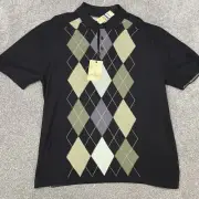 Tommy Bahama Sunny Isles Polo Shirt Men XL Diamond Argyle Black Sweater NWT $110