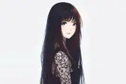 Anime girls black hair kyrie meii long Playmat Game Mat Desk