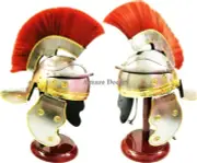 Medieval Knight Historical Armour Roman Officer Centurion Helmet with Red Plume