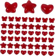 SHERCHPRY 60pcs Nail Art Charms: Red Heart Butterfly Five-Pointed Star Nail Charms - Resin DIY Mini Manicure Ornaments for Parties Dates Everyday Use