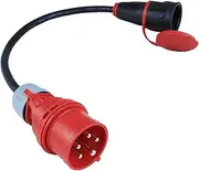 NWP NW10003 16A 400V Plug High Current to 230V Schuko Coupling IP44 3 x 2.5 mm² Rubber Hose Cable Adapter, Black, Grey, Red
