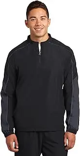 [SPORT-TEK] Piped Colorblock 1/4-Zip Wind Shirt. JST64 Black/ Graphite Grey/