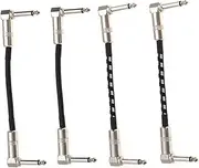 TOYANDONA 4Pcs Guitar Patch Cable Noise Reducing Instrument Cord with Right Angle Connectors Flexible Design for Amplifier and Pedalboard High Fidelity Sound Quality