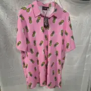 Sunday Swagger Polo NWT L Pink Pineapple Design