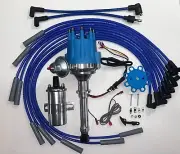 1966-1967 CADILLAC 429 BLUE Small Cap HEI Distributor + Chrome Coil + Wires USA